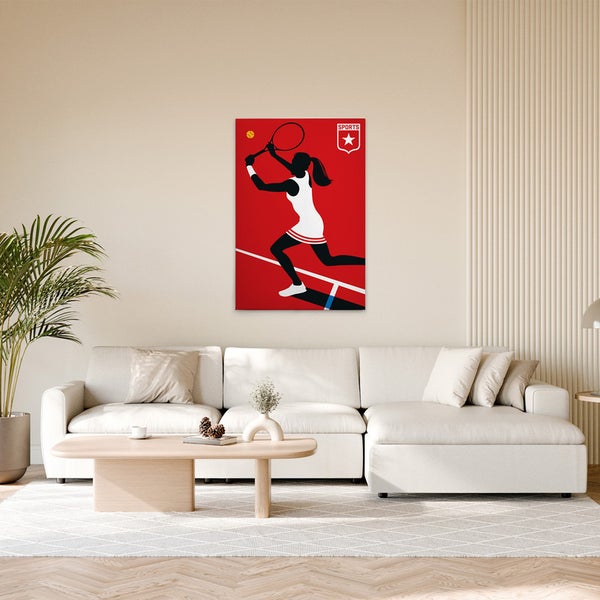 Poster mit Tennisspielerin im Wohnzimmer