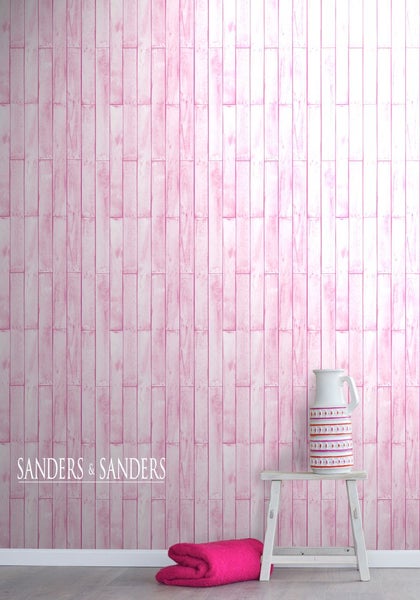 Sanders und Sanders Tapete Holzoptik Hellrosa - 53 cm x 10.05 m - 935243