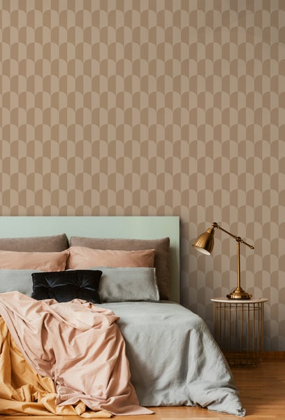 ESTAhome Tapete Art Decó Muster Beigebraun - 50 x 900 cm - 131233