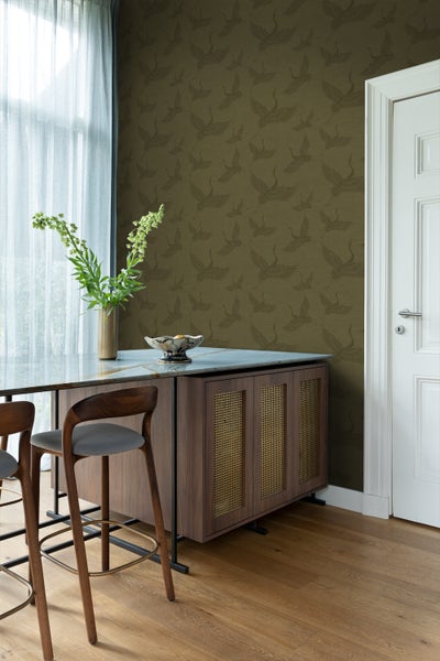 Origin Wallcoverings Tapete Kraniche Ockergelb - 53 cm x 10.05 m - 347758