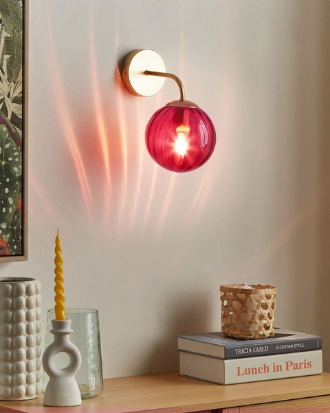 Wandlampe BOOMI Metall Burgunderrot