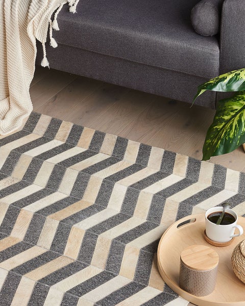 Teppich BAGGOZE Dunkelgrau 160 x 230 cm Echtleder