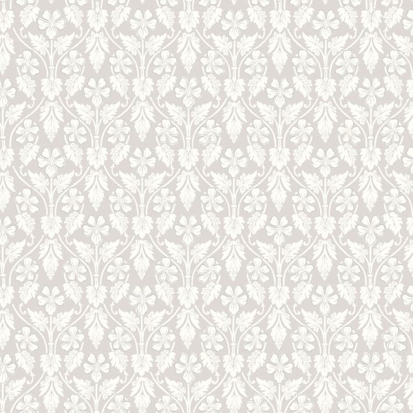 Borastapeter Tapete Blumen Grau und Weiß - 53 cm x 10.05 m - 660075