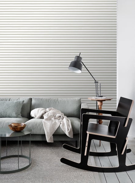 ESTAhome Tapete gemalte Streifen Beigebraun und Weiß - 53 cm x 10.05 m - 138968