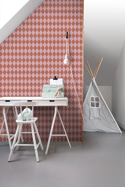 ESTAhome Tapete Karomuster Terrakottarosa - 50 x 900 cm - 131598