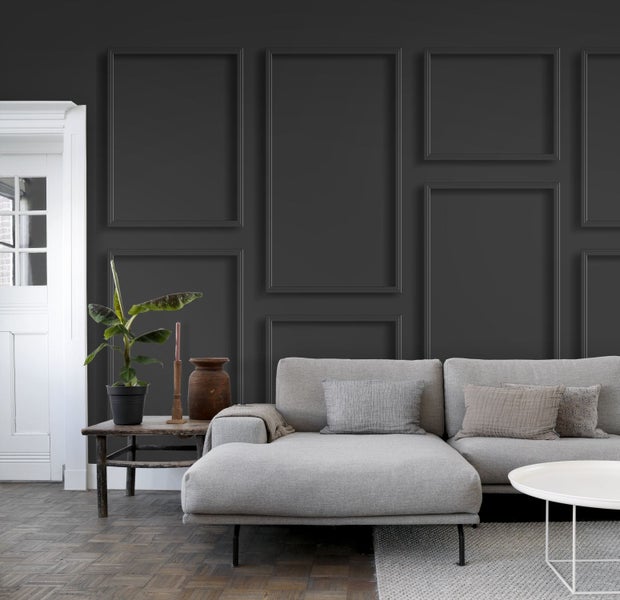ESTAhome Fototapete Holzwandverkleidung Schwarz - 300 x 300 cm - 158940