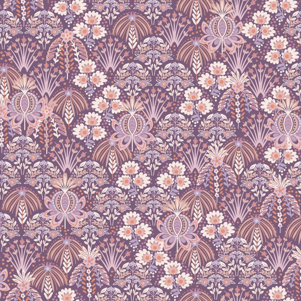 ESTAhome Tapete Blumenmuster im Jugendstil Lila - 50 x 900 cm - 130973