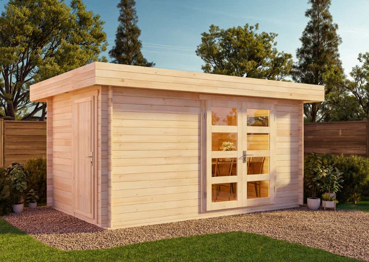 Alpholz 2-Raum Gartenhaus Kampen aus Holz Gartenhütte Wandstärke: 28 mm Geräteschuppen