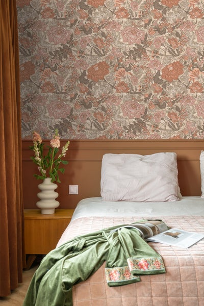 ESTAhome Tapete Blumenmuster Terrakotta - 50 x 900 cm - 131194