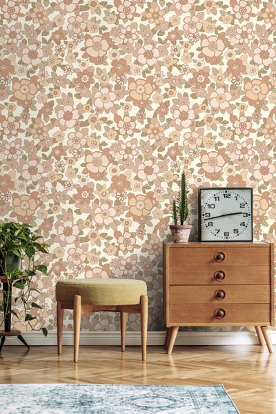 ESTAhome Tapete Retro Blumen Beige - 50 x 900 cm - 131526