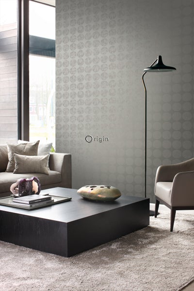 Origin Wallcoverings Tapete große verwitterte Kugeln Dunkelgrau - 53 cm x 10.05 m - 347609