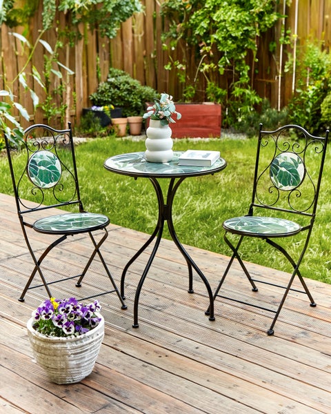 Gartenstuhl 2er Set COZZANA Metall Schwarz