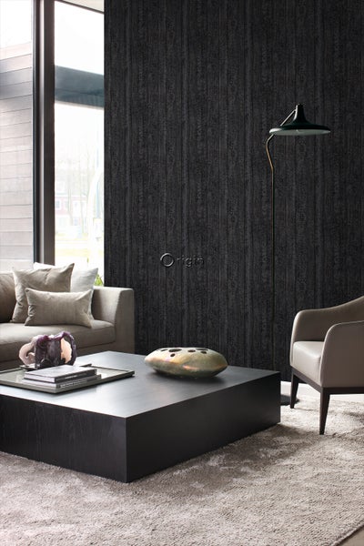Origin Wallcoverings Tapete Holz-optik Schwarz - 53 cm x 10.05 m - 347531