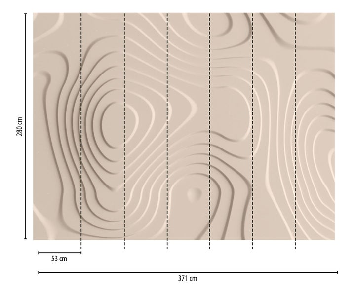 Fototapete mit Topografie Design und den Maßen 371 cm mal 280 cm.