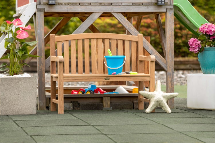 Teak Kinderbank 80 cm unbehandelt massiv premium