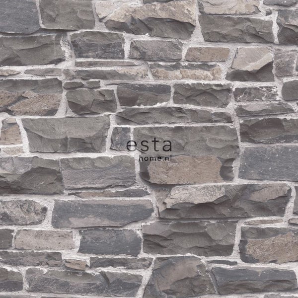 ESTAhome Tapete Stein-Optik Blau und Grau - 53 cm x 10.05 m - 138519