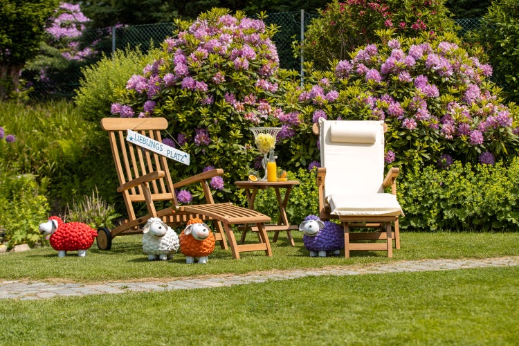 Liegestuhl Holz Teak Deckchair Gartenliege Sonnenliege mit Armlehnen Rollen klappbar premium
