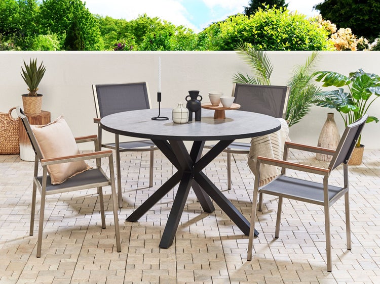 Gartentisch MALETTO 120 cm 120 cm Glas Grau