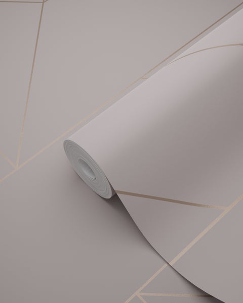 Origin Wallcoverings Tapete grafische Linien Altrosa und Gold - 53 cm x 10.05 m - 347721