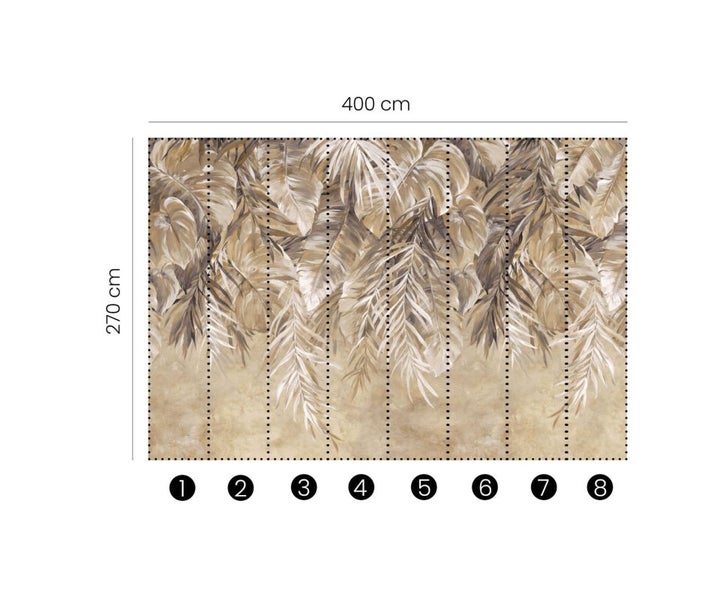 Erismann Tapete tropische Dschungelblätter Braun - 400 x 270 cm - 661654