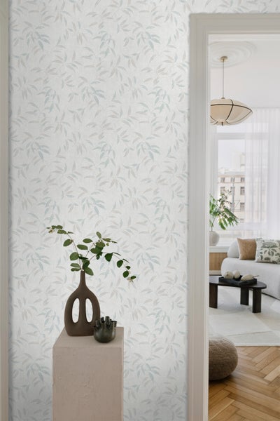 Sanders und Sanders Tapete Blätter Graublau - 53 cm x 10 m - 640234