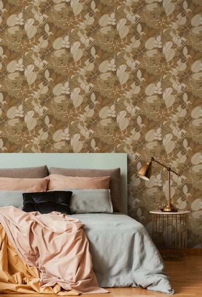 ESTAhome Tapete Blätter Braun und Beige - 50 x 900 cm - 139849