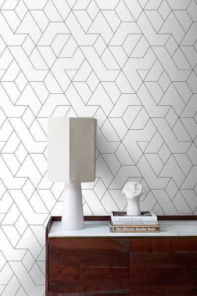 Origin Wallcoverings Tapete grafische Linien Schwarz-Weiß - 50 x 900 cm - 347903