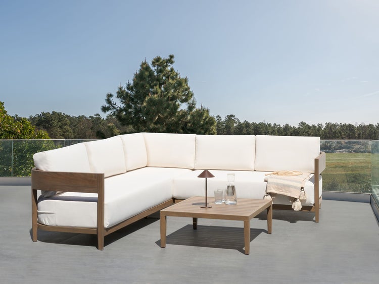 Garten Ecksofa mit Tisch 5-Sitzer SAMPIERI linksseitig Metall Braun