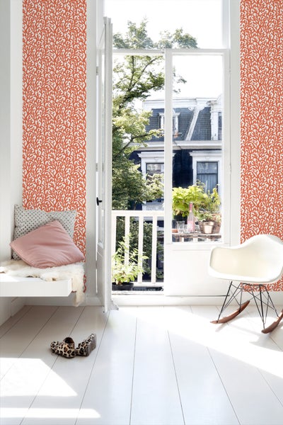 ESTAhome Tapete Koralle Orange und Weiß - 50 x 900 cm - 131013