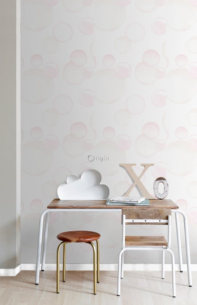 Origin Wallcoverings Tapete Luftblasen Weiß, Puderrosa und Pfirsichorange - 53 cm x 10.05 m - 337214