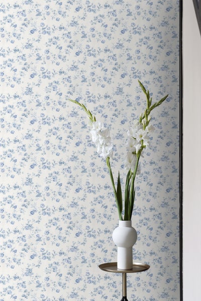 Sanders und Sanders Tapete Blumen Blau und Crême-Weiß - 53 cm x 10 m - 640403