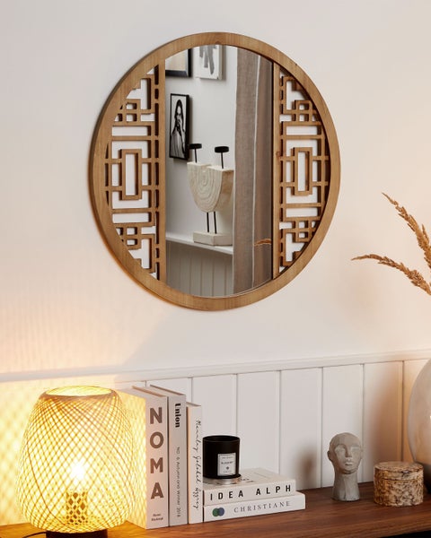 Wandspiegel FIRMINY 60 cm 60 cm Holz Naturfarben