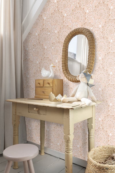 ESTAhome Tapete Blumenmuster Beige - 50 x 900 cm - 131085
