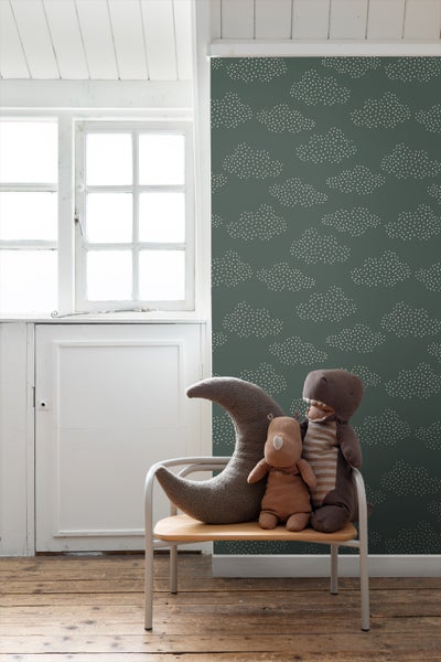 ESTAhome Tapete kleine Wolken Seegrün - 50 x 900 cm - 139981