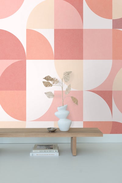 ESTAhome Fototapete Kreise im Bauhaus-Stil Rosa Schattierungen - 250 x 279 cm - 159365