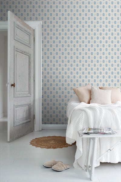 Borastapeter Tapete Retro-Ornamente Blau und Grau - 53 cm x 10.05 m - 660065