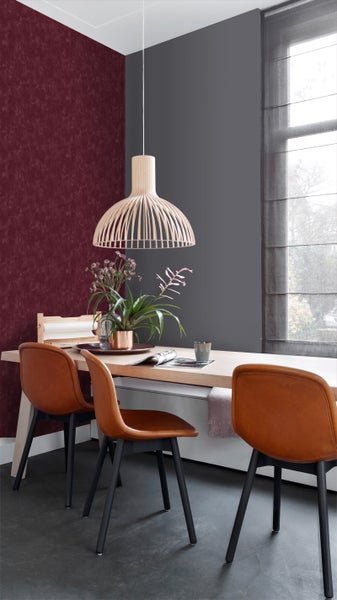 ESTAhome Tapete mit malerischem Effekt Burgunderrot - 53 cm x 10.05 m - 148724