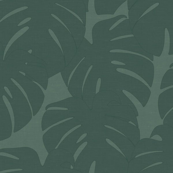 Origin Wallcoverings Tapete Blätter in Leinen-Optik Meeresgrün - 0,53 x 10,05 m - 347763