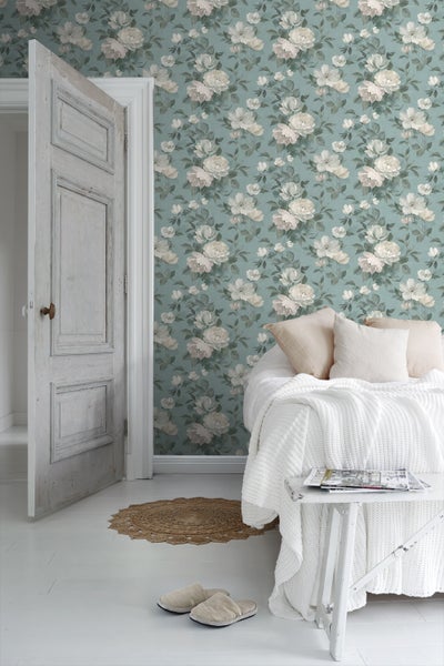 Borastapeter Tapete Blumen Blau - 53 cm x 10.05 m - 660428