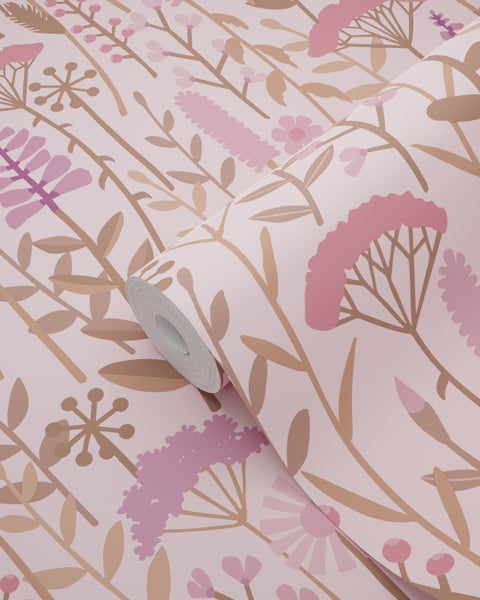 ESTAhome Tapete Feldblumen Rosa - 50 x 900 cm - 131551