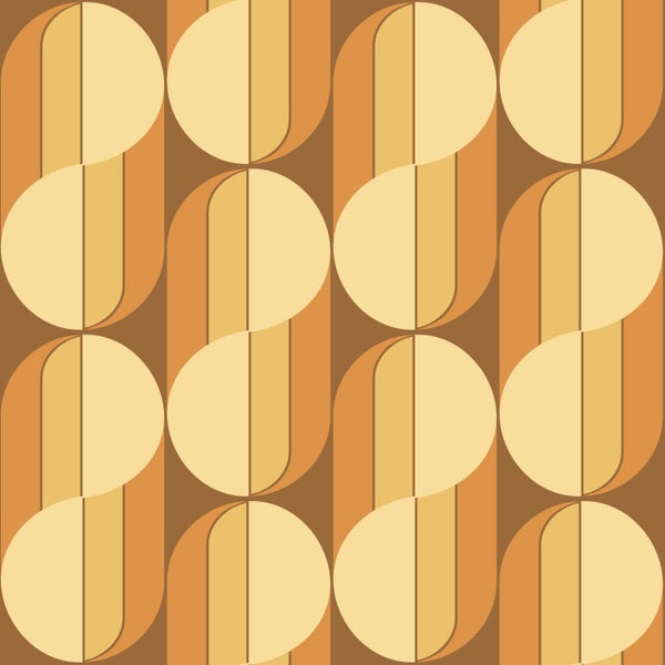 ESTAhome Tapete Retro-Ornamente Orange und Braun - 50 x 900 cm - 131591