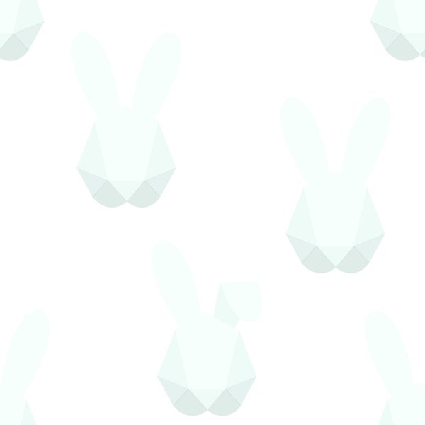 Origin Wallcoverings Tapete Origami Kaninchen Weiß und Pastell Mintgrün - 53 cm x 10.05 m - 347489