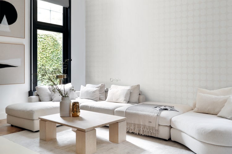 Origin Wallcoverings Tapete große verwitterte Kugeln Crême-Weiß - 53 cm x 10,05 m - 347606