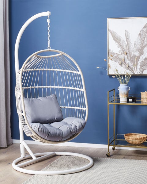 Hängesessel mit Gestell ALBA Polyrattan Weiß