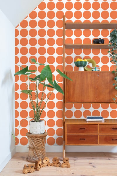 ESTAhome Tapete große Kugeln Orange - 50 x 900 cm - 131558