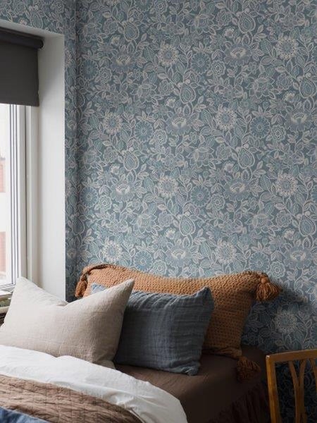 Borastapeter Tapete Blumen Graublau - 53 cm x 11.2 m - 660154