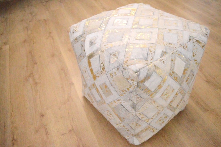 Pouf Hocker aus Leder Bunt Quadrat 45 cm