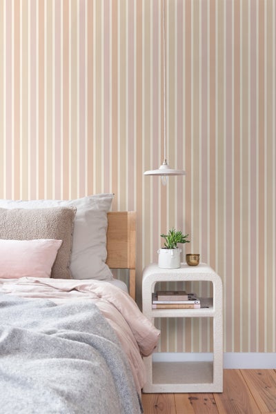 ESTAhome Tapete Streifen Beige, Terrakotta und mauve-violett - 50 x 900 cm - 131505