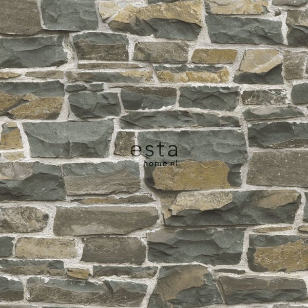 ESTAhome Tapete Stein-Optik Braun - 53 cm x 10,05 m - 138522