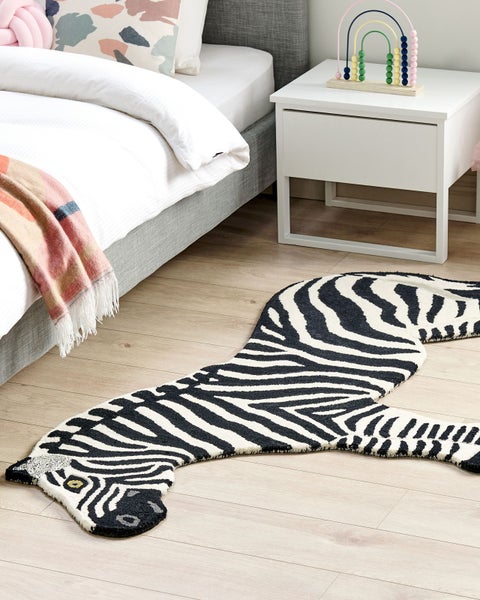 Kinderteppich KHUMBA Schwarz / Weiß 100 x 160 cm Wolle